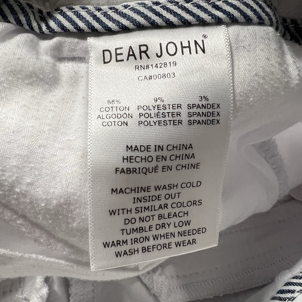 Dear John Shorts Womens 25 White Hampton 4" Cuffed Chino Mid Rise Pockets - Picture 5 of 12